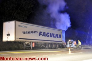 Feu de poids lourd sur la RN 70 – RCEA de ce vendredi soir (Saint-Eusèbe)