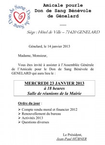 Amicale pour le Don du Sang Bénévole de Génelard