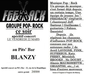 « Feedback » en concert au Pits’bar de Blanzy.