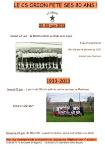 CS ORION : Fête ses 80 ans (Foot)