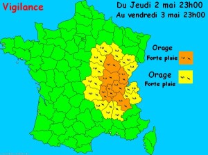 Bulletin de vigilance météo orange forte pluie et orage
