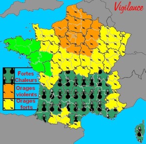Vigilance Orange et jaune aux forts orages