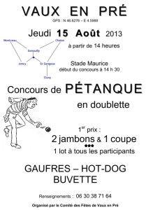 Concours de pétanque en doublette (Vaux-en-Pré)