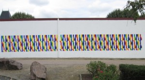 Fresque intitulée « fragmentation de la couleur » à Génelard