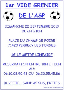 1er vide grenier de L’ASP (Perrecy-les-Forges)
