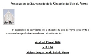 RAPPEL : Association de sauvegarde de la chapelle du Bois du Verne (Montceau-les-Mines)
