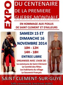 RAPPEL : Hommage aux poilus de St Clément et d’ailleurs