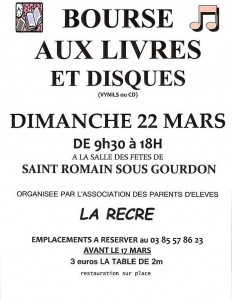Rappel – Bourse aux livres et disques (Saint-Romain-sous-Gourdon)