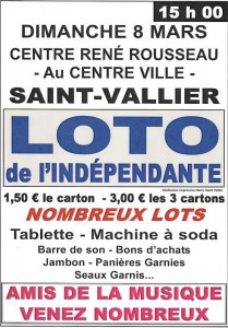 L’Indépendante de Saint-Vallier organise son loto