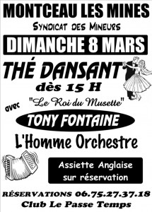 Thé dansant, avec Tony Fontaine « Le roi du musette » (Montceau)