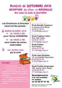Inscriptions dans les écoles de Saint-Vallier