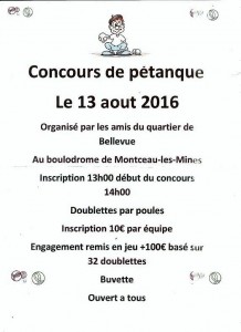 Concours de Pétanque le 13 Août (Montceau) 