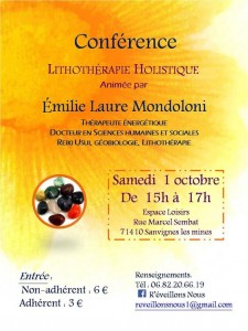 Conférence ce samedi 1er octobre 2016 à Sanvignes