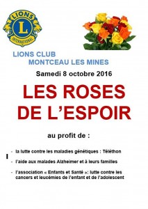 Opération « Roses de l&rsquo;espoir » du Lions Club (Montceau-les-mines)