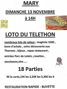 Loto du Téléthon à Mary (Sortir)