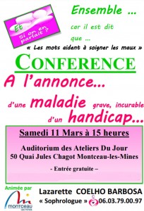 Conférence : « A l’annonce d’une maladie grave, incurable, d’un handicap » (Montceau)