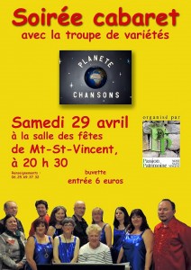 Rappel – Soirée cabaret avec Planète Chansons à Mont Saint-Vincent (Sortir)