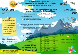 Inscriptions Mini-séjours été 2017 (Blanzy)