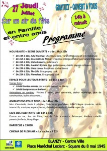 Blanzy : Sur un air de fête en famille et entre amis, de 14h à minuit