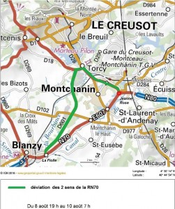 Travaux sur la RN70 du 8 au 10 août 2017