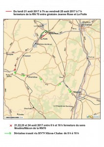 Travaux sur la RN 70, du 21 au 25 août 2017