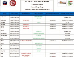 Planning du FC Montceau-Bourgogne (Montceau-les-Mines)