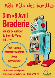Braderie du centre social Trait d’Union au Bois du Verne (Montceau)