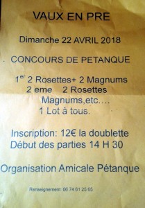 Amicale Pétanque de Vaux-en-Pré (Sortir)