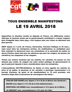 Journée d’action interprofessionnelle du 19 avril 2018 (Social)