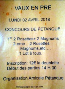 Amicale Pétanque de Vaux-en-Pré (Sortir)
