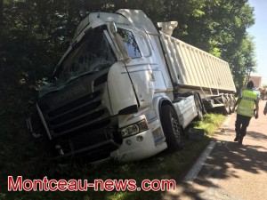 Poids lourd accidenté à Mont Saint Vincent
