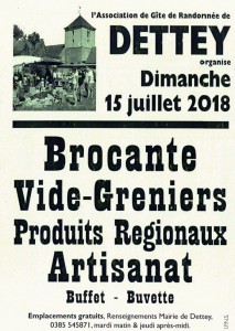 Brocante – vide-greniers – produits régionaux et artisanat à Dettey (Sortir)