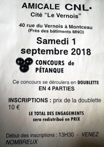 Rappel – Amicale CNL de la cité du Vernois (Montceau – Sortir)