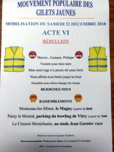 Mouvement populaire des gilets jaunes Acte VI