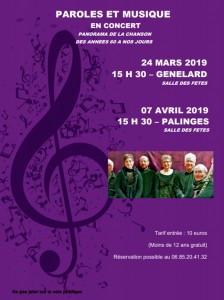 Paroles et musique en concert à Génelard et Palinges (Sortir)