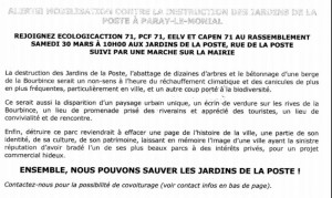 Destruction du Jardin de la Poste à Paray-le-Monial