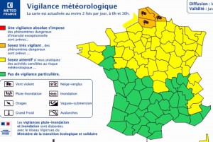 Le département placé en vigilance jaune