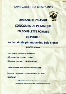 Concours de pétanque aux Bois Francs à Saint-Vallier (Sortir)