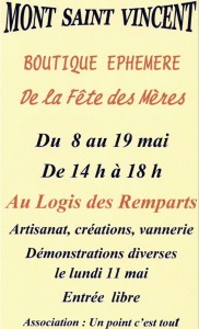 Boutique éphémère  de la fête des Mères à Mont Saint Vincent (Sortir)