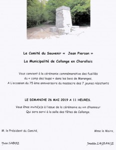 Comité du souvenir « Jean Pierson » et municipalité de Collonge-en-Charollais