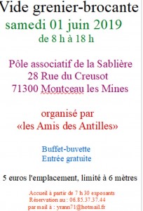 Vide-grenier – brocante des « Amis Des Antilles » (Montceau-Sortir)