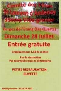 35ème vide-grenier du comité des fêtes de Saint Laurent d’Andenay (Sortir)