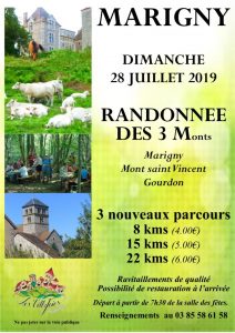 RAPPEL : Randonnée des 3 monts à Marigny le 28 juillet 2019