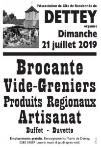 Brocante – vide-greniers – produits régionaux et artisanat à Dettey (Sortir)