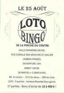 Loto Bingo de la Perche du Centre de Saint-Vallier (Sortir)