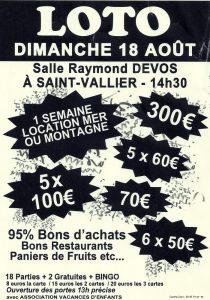 Loto de l’association « Vacances d’enfants » à Saint-Vallier (Sortir)