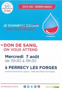 Collecte de sang à Perrecy Les Forges