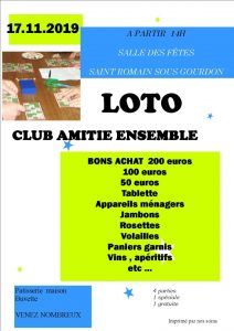 « Club Amitié Ensemble » de Saint Romain-sous-Gordon (Sortir)