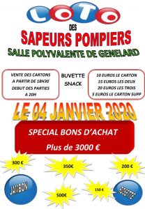 Loto de l&rsquo;amicale des Sapeurs-Pompiers de Perrecy Génelard
