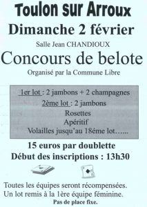 Concours de belote à Toulon-sur-Arroux